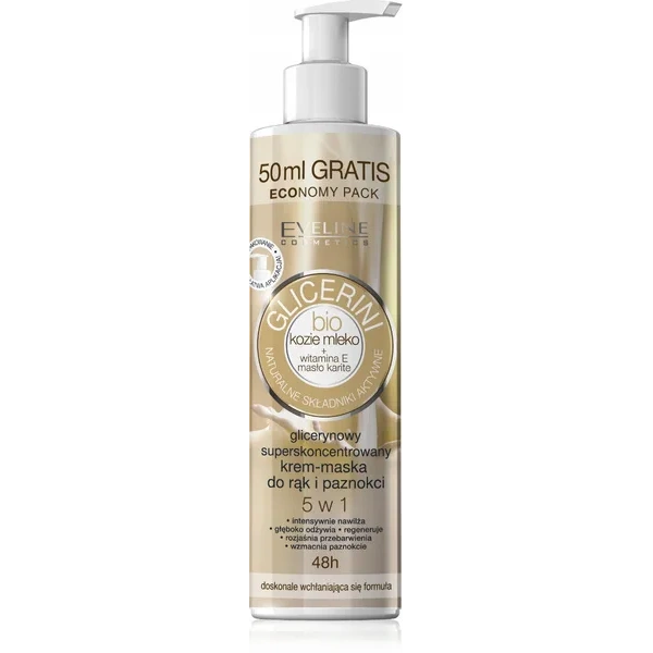 Eveline EVELINE Glicerini krem-maska do rąk i paznokci glicerynowa Bio Kozie Mleko 245ml