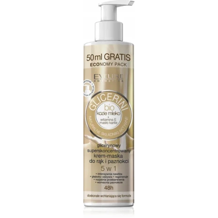EVELINE Glicerini krem-maska do rąk i paznokci glicerynowa Bio Kozie Mleko 245ml 