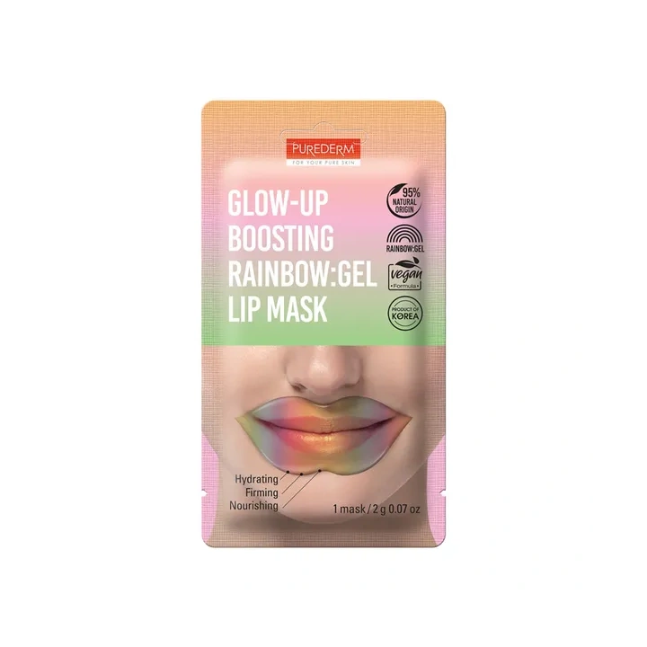 PUREDERM Glow-up Boosting Rainbow żelowa maska na usta w płatku 2g 