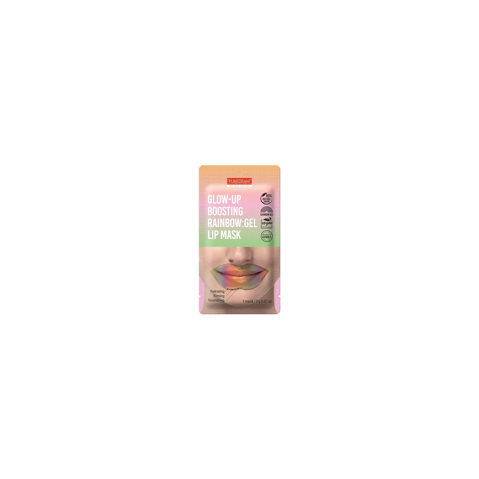 PUREDERM Glow-up Boosting Rainbow żelowa maska na usta w płatku 2g 
