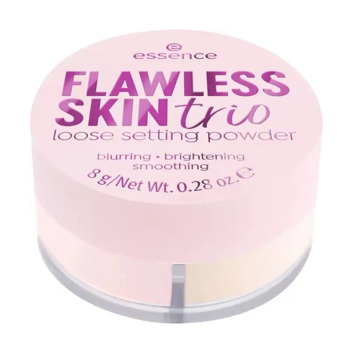 ESSENCE Flawless Skin Trio puder do twarzy sypki korygujący koloryt 10 8g 