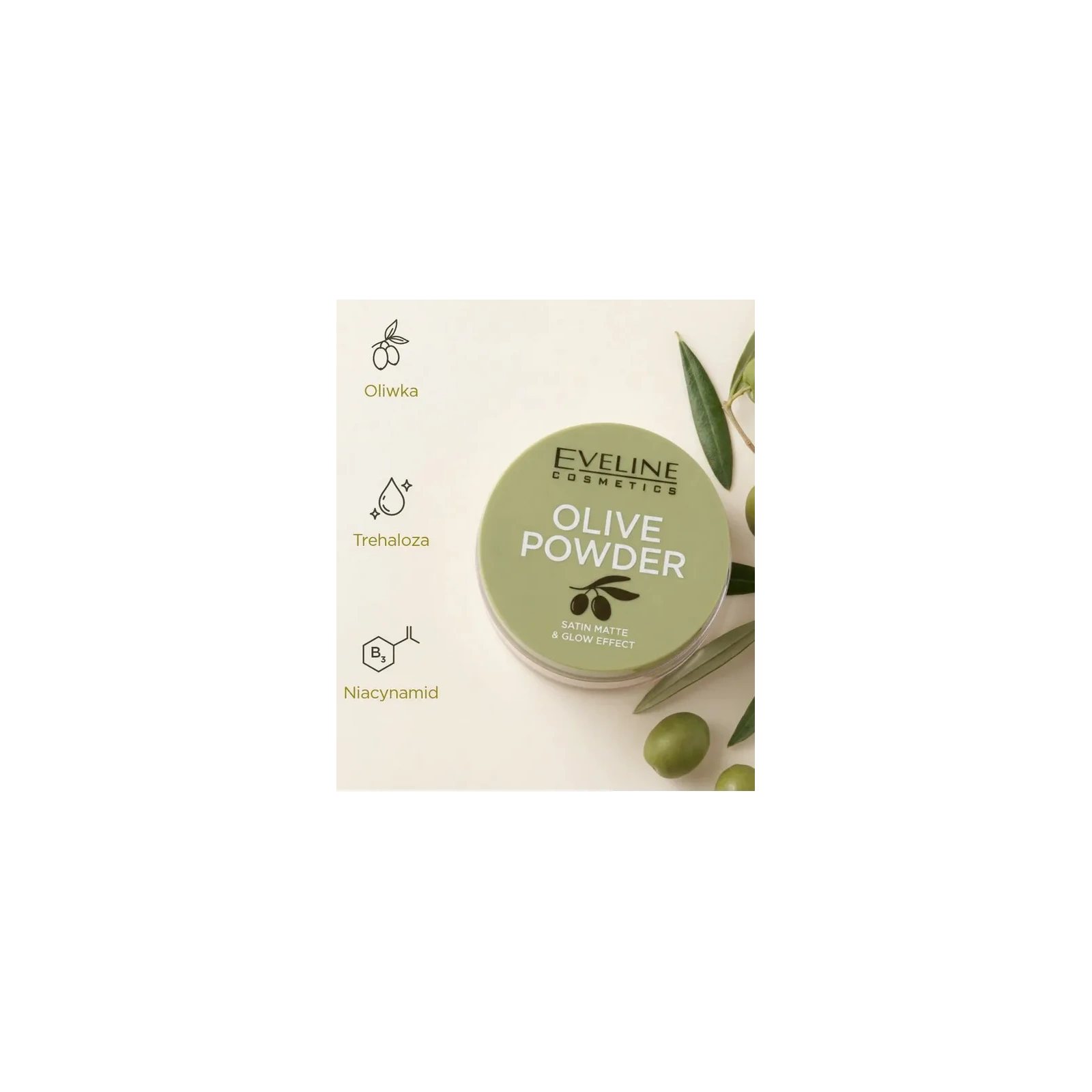 EVELINE Olive Powder sypki puder do twarzy satynowy 8g