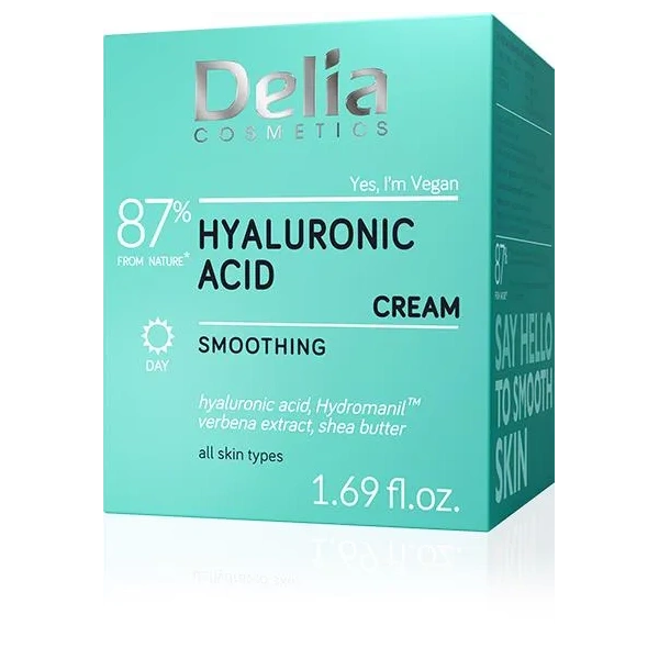 Delia DELIA Yes I,m Vegan wygładzający krem do twarzy Hyaluronic Acid 50ml — Składniki i ocena