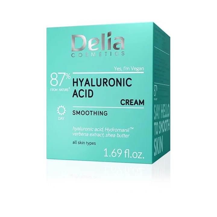DELIA Yes I,m Vegan wygładzający krem do twarzy Hyaluronic Acid 50ml