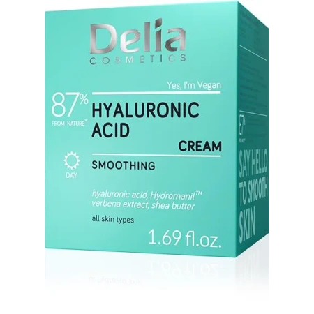 DELIA Yes I,m Vegan wygładzający krem do twarzy Hyaluronic Acid 50ml