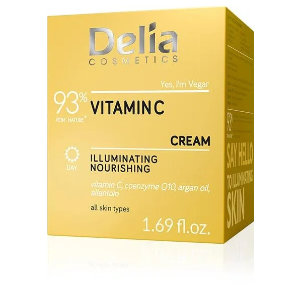 DELIA Yes I'm Vegan rozświetlający krem do twarzy Vitamin C 50ml