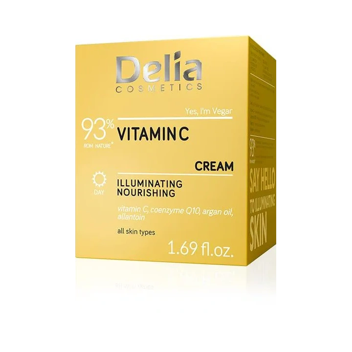 DELIA Yes I'm Vegan rozświetlający krem do twarzy Vitamin C 50ml
