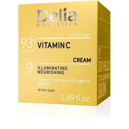 DELIA Yes I'm Vegan rozświetlający krem do twarzy Vitamin C 50ml