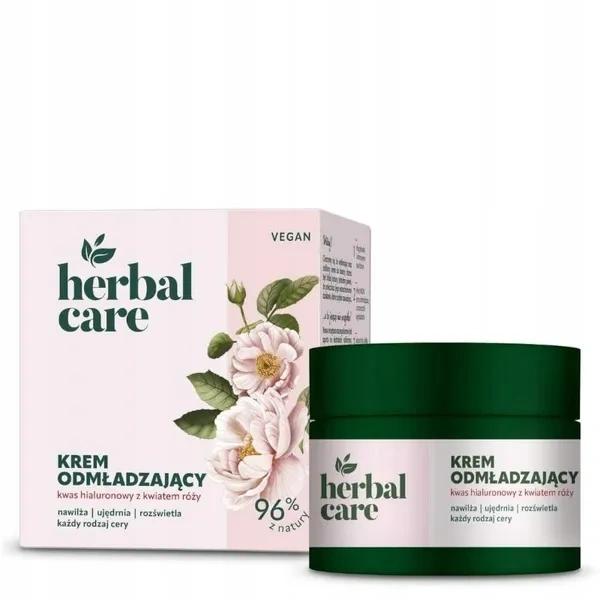 FARMONA Herbal Care Vegan krem do twarzy odmładzający Kwas hialuronowy Kwiat róży 50ml 