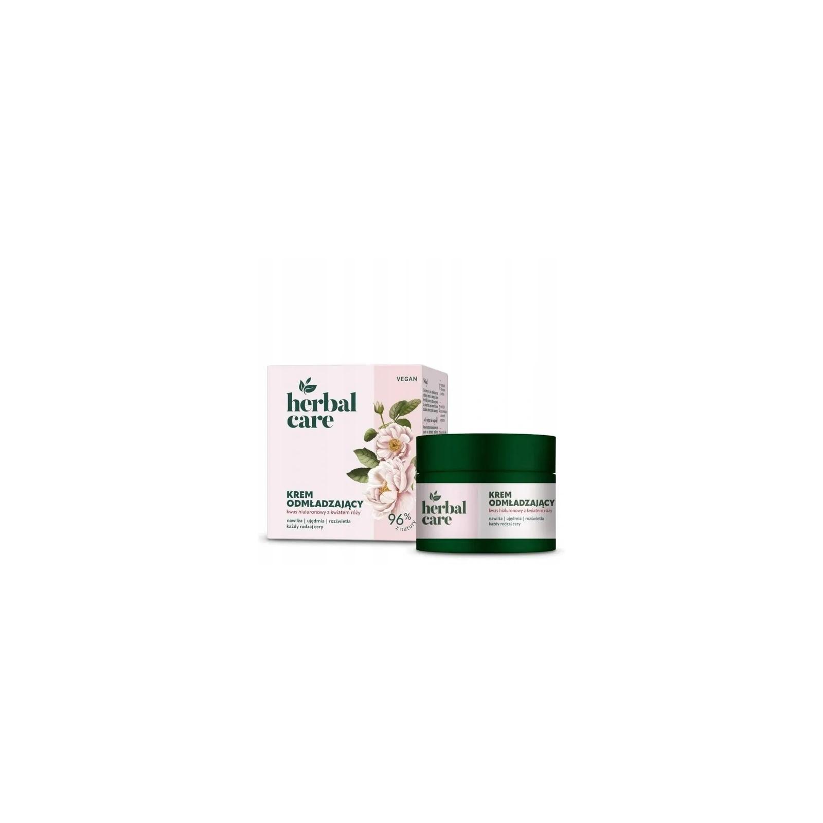 FARMONA Herbal Care Vegan krem do twarzy odmładzający Kwas hialuronowy Kwiat róży 50ml 