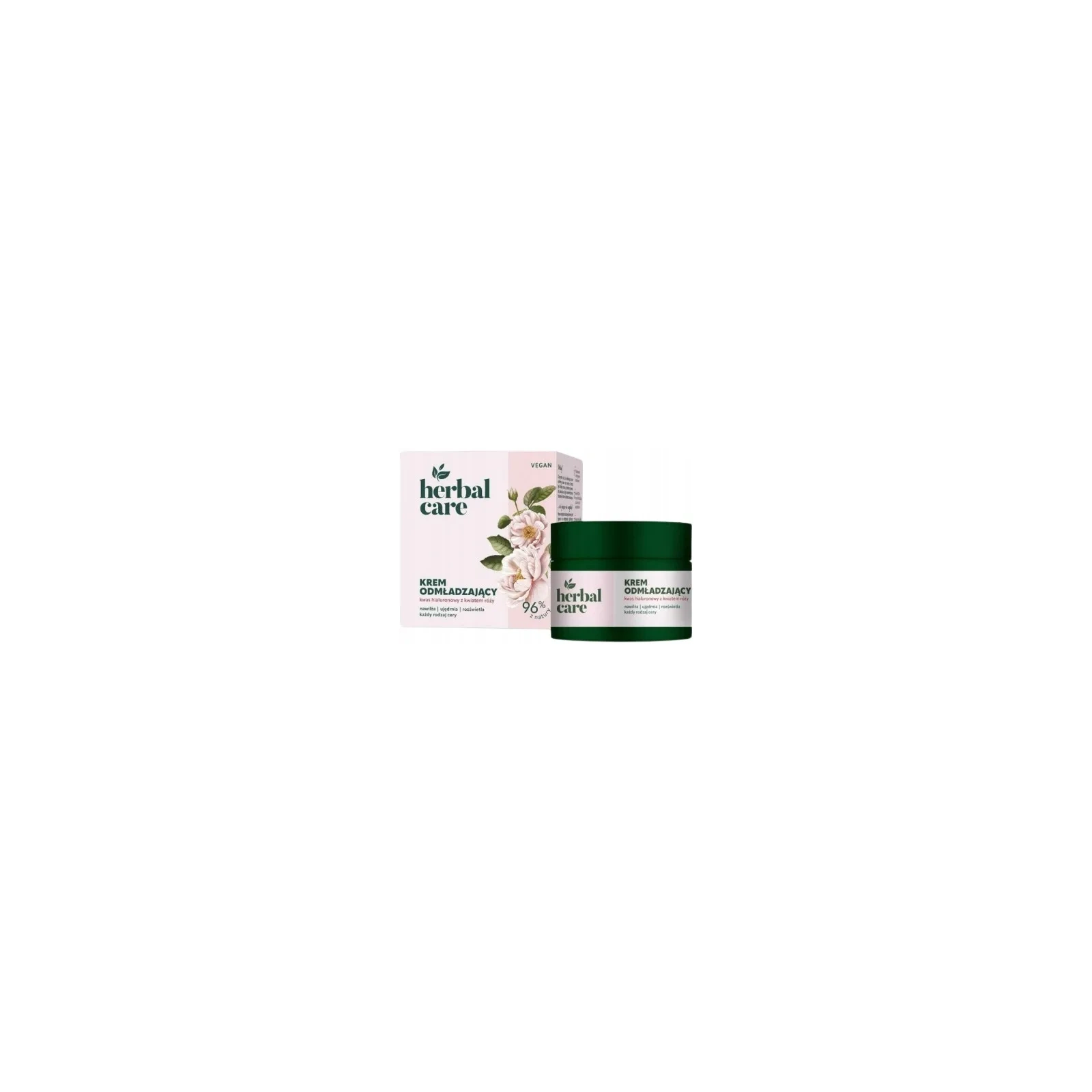 FARMONA Herbal Care Vegan krem do twarzy odmładzający Kwas hialuronowy Kwiat róży 50ml 
