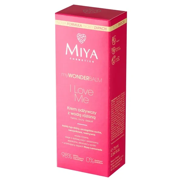 MIYA MIYA Mywonderbalm krem do twarzy odżywczy z wodą różaną I Love Me 75ml — Składniki i ocena