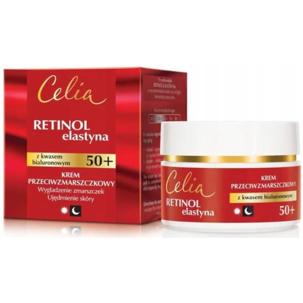 CELIA Retinol Elastyna 50+ krem do twarzy przeciwzmarszczkowy z kwasem hialuronowym 50ml