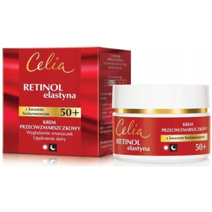CELIA Retinol Elastyna 50+ krem do twarzy przeciwzmarszczkowy z kwasem hialuronowym 50ml