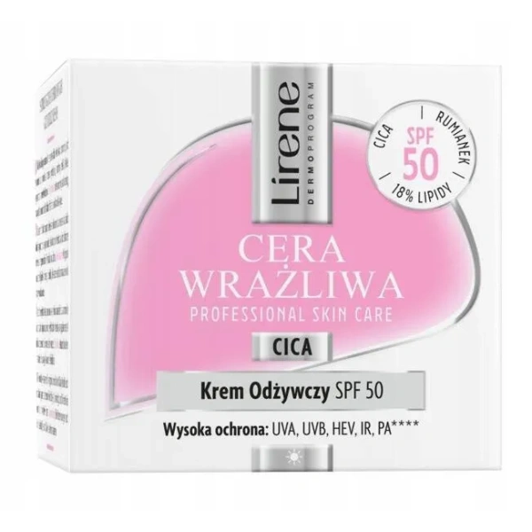 LIRENE Cera Wrażliwa krem do twarzy odżywczy SPF50 50ml 