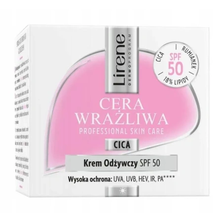 LIRENE Cera Wrażliwa krem do twarzy odżywczy SPF50 50ml 