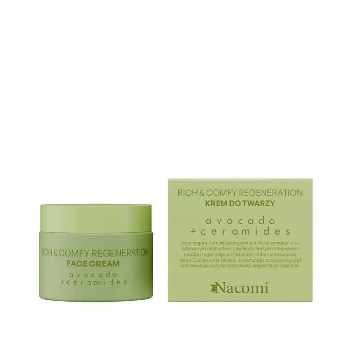 NACOMI Rich & Comfy Regeneration krem do twarzy Avocado, Ceramidy 40ml 