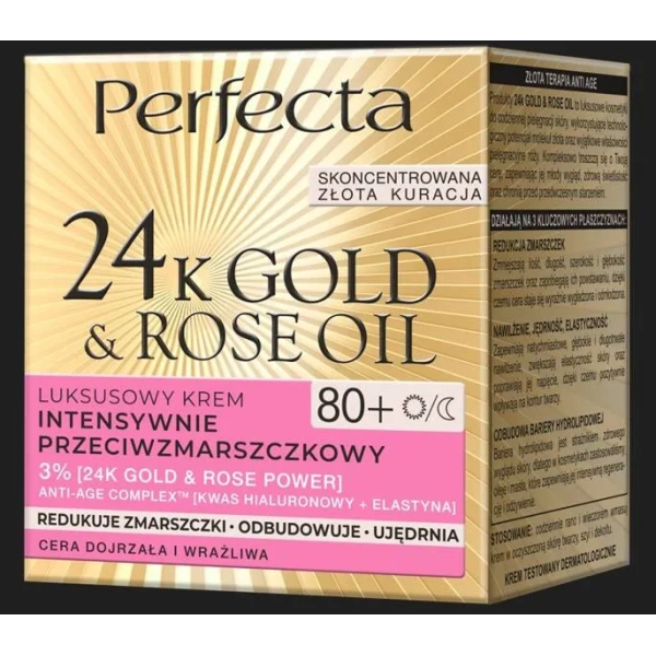 DAX Perfecta 24k Gold & Rose Oil krem do twarzy dzień/noc przeciwzmarszczkowy 80+ 50ml