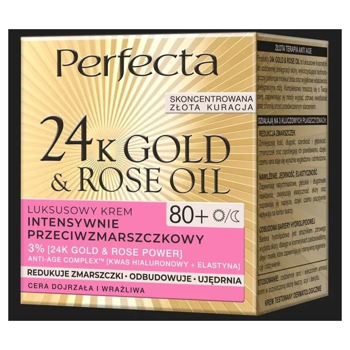 DAX Perfecta 24k Gold & Rose Oil krem do twarzy dzień/noc przeciwzmarszczkowy 80+ 50ml