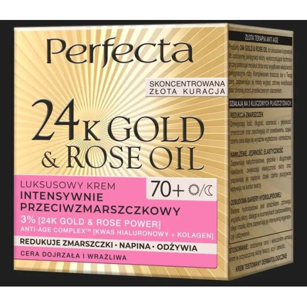DAX Perfecta 24k Gold & Rose Oil krem do twarzy dzień/noc przeciwzmarszczkowy 70+ 50ml 