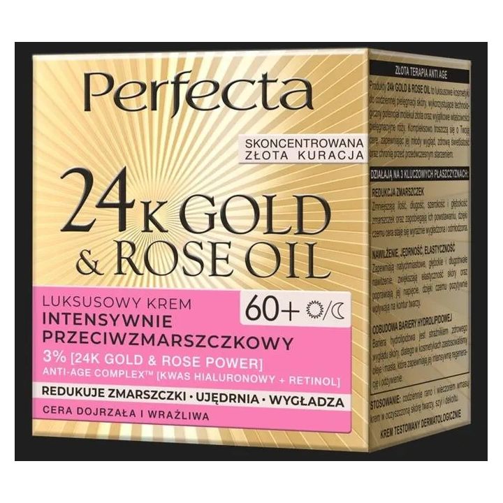 DAX Perfecta 24k Gold & Rose Oil krem do twarzy dzień/noc przeciwzmarszczkowy 60+ 50ml 