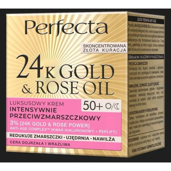 DAX Perfecta 24k Gold & Rose Oil krem do twarzy dzień/noc przeciwzmarszczkowy 50+ 50ml 