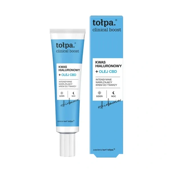 TOŁPA Clinical Boost intensywnie nawilżający krem do twarzy kwas hialuronowy+olejek CBD 40ml