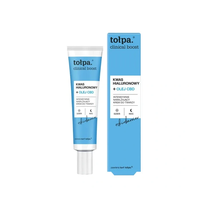 TOŁPA Clinical Boost intensywnie nawilżający krem do twarzy kwas hialuronowy+olejek CBD 40ml