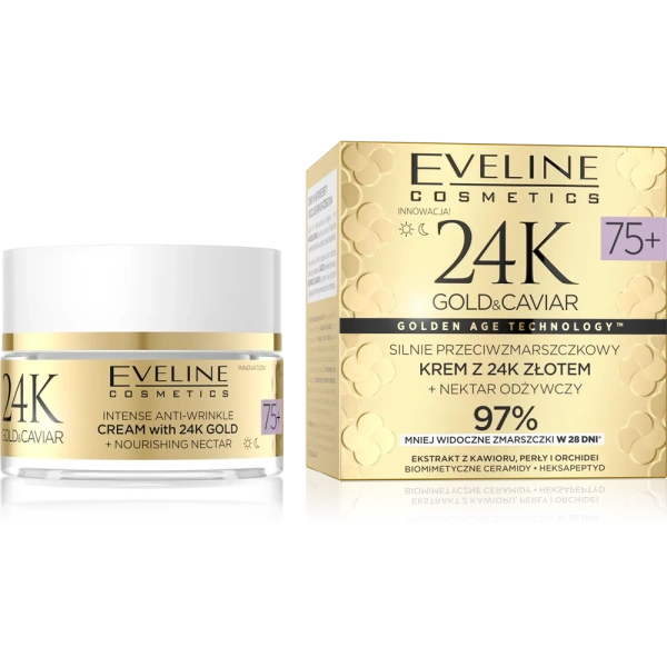 EVELINE 24K Gold&Caviar silnie przeciwzmarszczkowy krem do twarzy z 24K złotem 75+ 50ml