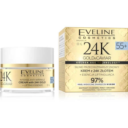 EVELINE 24K Gold&Caviar silnie przeciwzmarszczkowy krem do twarzy z 24K złotem 55+ 50ml