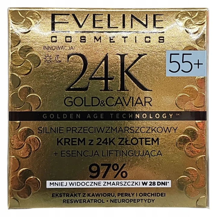 EVELINE 24K Gold&Caviar silnie przeciwzmarszczkowy krem do twarzy z 24K złotem 55+ 50ml
