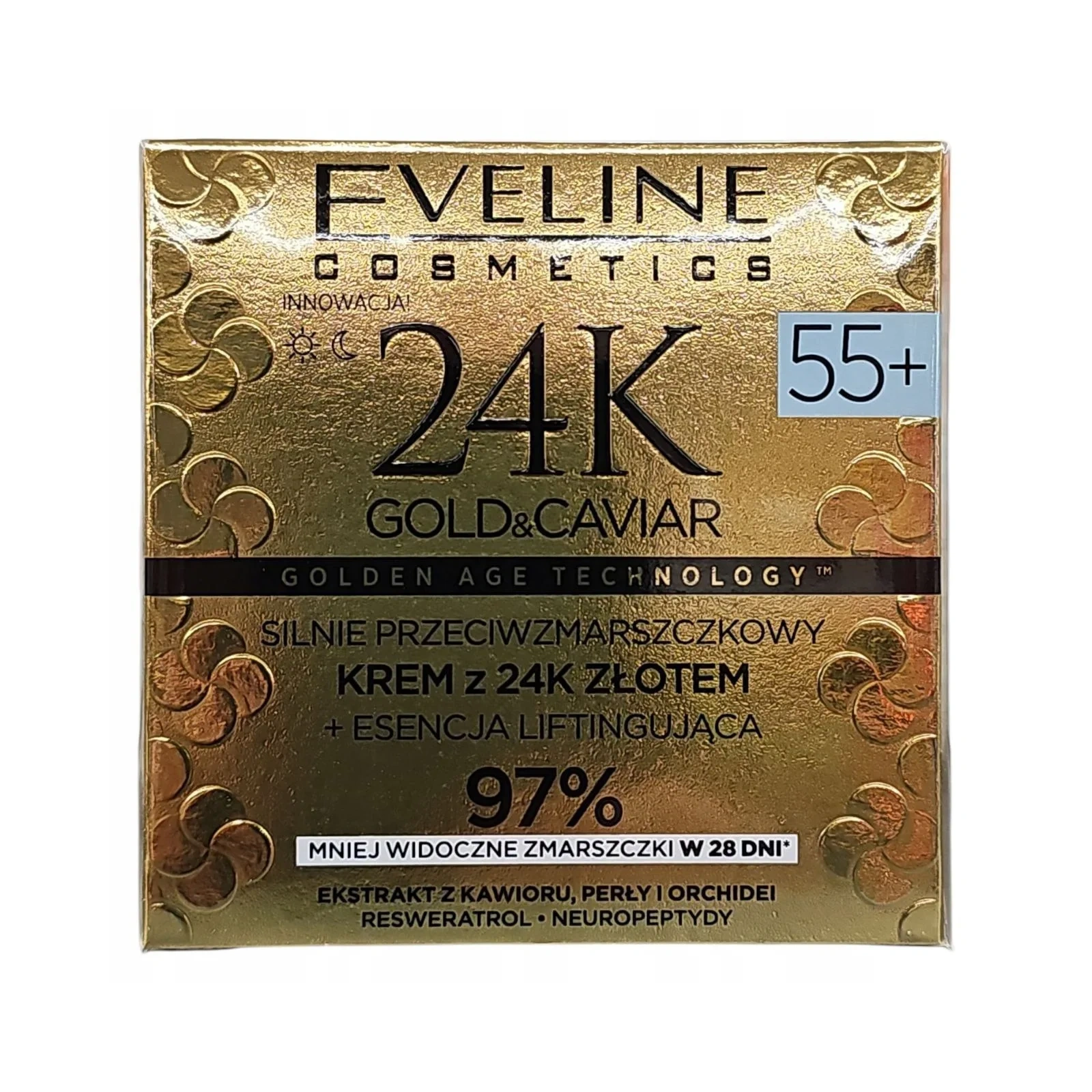 EVELINE 24K Gold&Caviar silnie przeciwzmarszczkowy krem do twarzy z 24K złotem 55+ 50ml