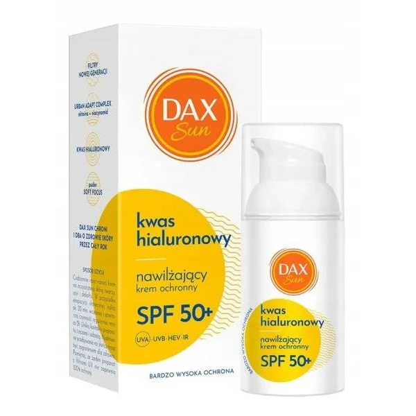 DAX Sun krem do twarzy ochronny, nawilżający z Kwasem hialuronowym SPF50+ 30ml