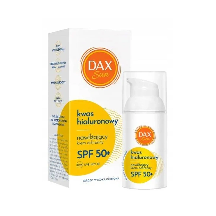 DAX Sun krem do twarzy ochronny, nawilżający z Kwasem hialuronowym SPF50+ 30ml