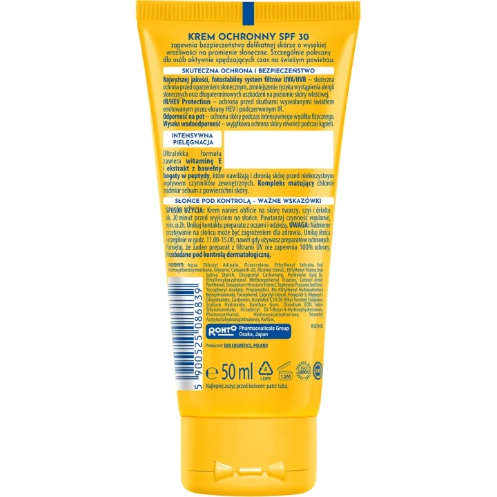 DAX Sun ultralekki krem do twarzy Active odporny na pot SPF30 50ml