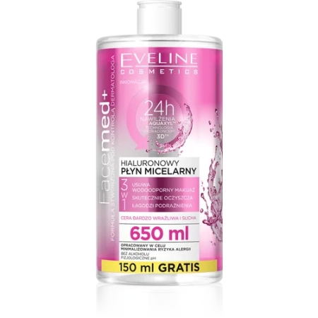 EVELINE Facemed+ płyn micelarny 3w1 hialuronowy 650ml