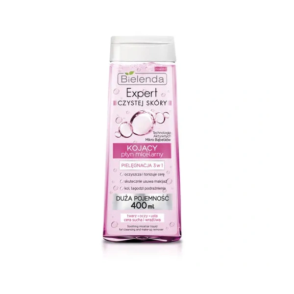 BIELENDA Expert Czystej Skóry kojący płyn micelarny 3w1 400ml
