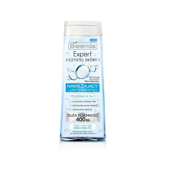 BIELENDA Expert Czystej Skóry nawilżający płyn micelarny 3w1 400ml