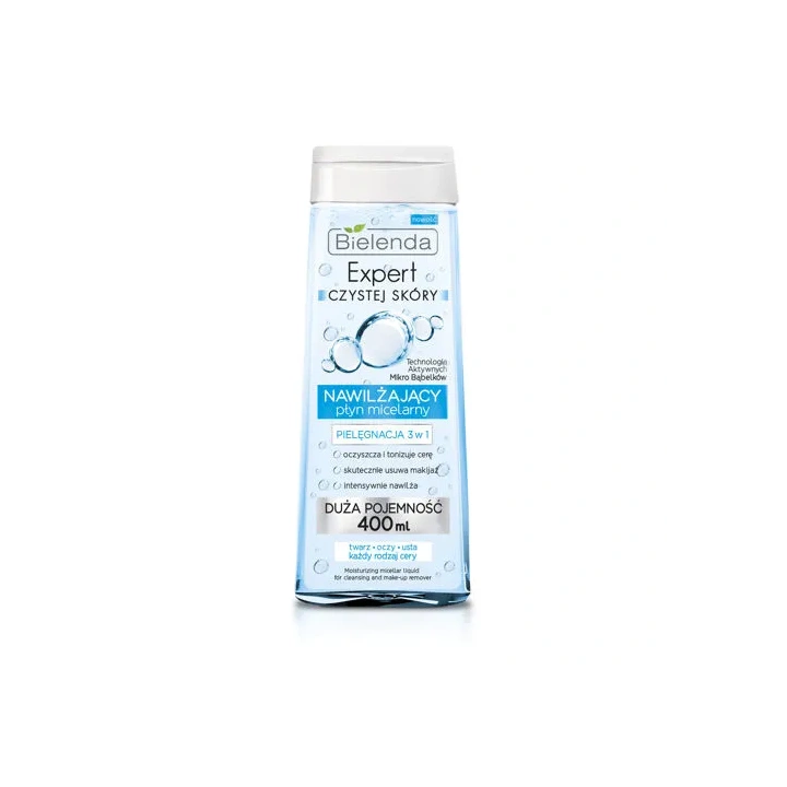 BIELENDA Expert Czystej Skóry nawilżający płyn micelarny 3w1 400ml