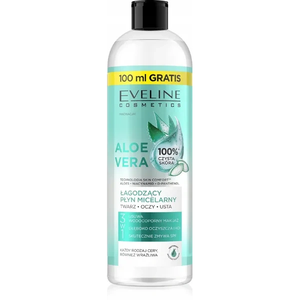 EVELINE Skin Comfort łagodzący płyn micelarny Aloe Vera 3w1 500ml