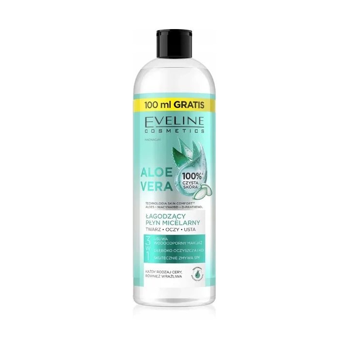 EVELINE Skin Comfort łagodzący płyn micelarny Aloe Vera 3w1 500ml