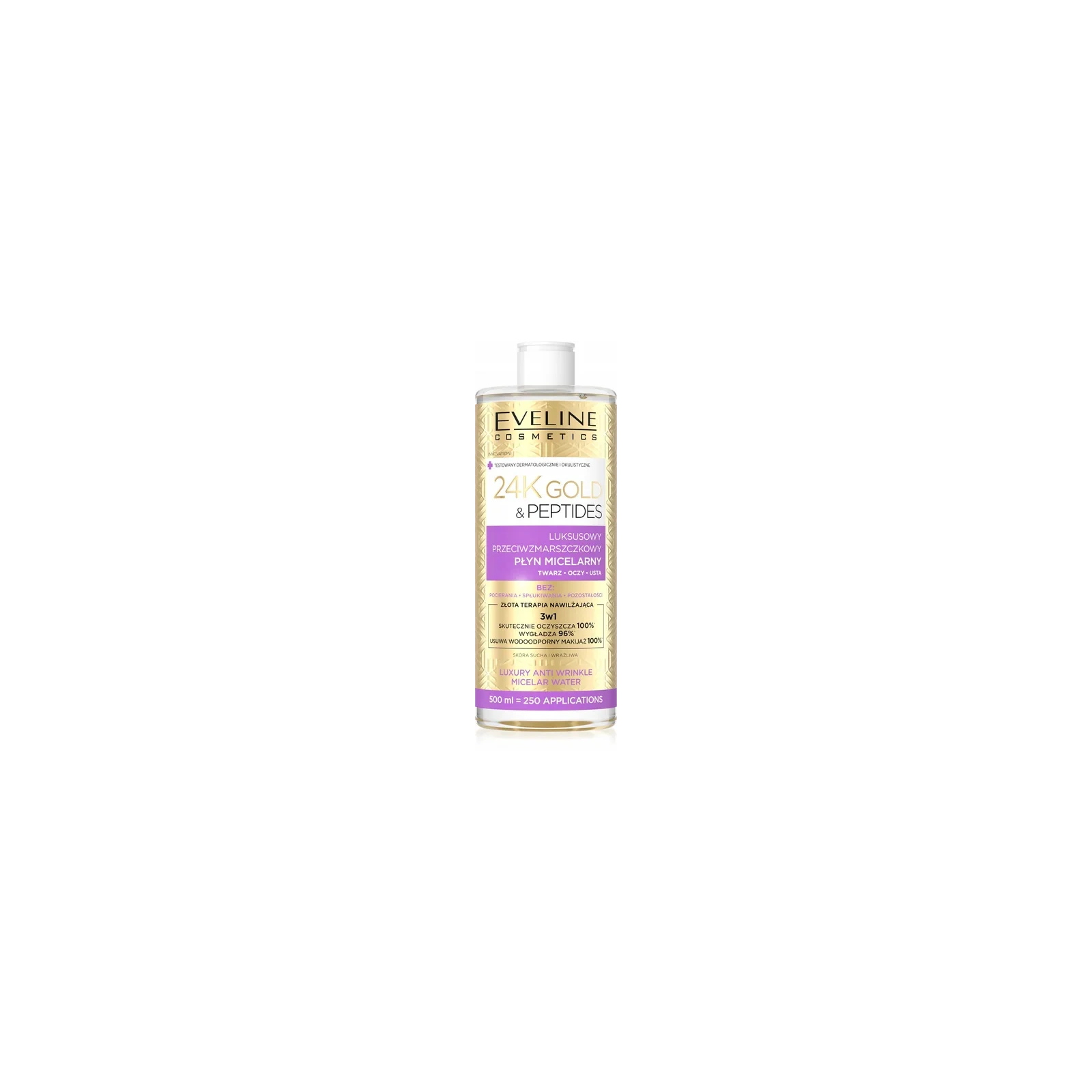 EVELINE 24K Gold & Peptides przeciwzmarszczkowy płyn micelarny 3w1 500ml