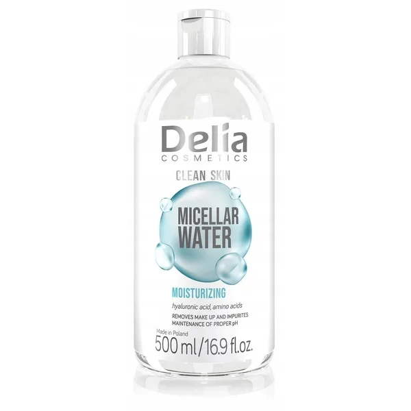 DELIA Clean Skin płyn micelarny nawilżający z Kwasem Hialuronowym 500ml