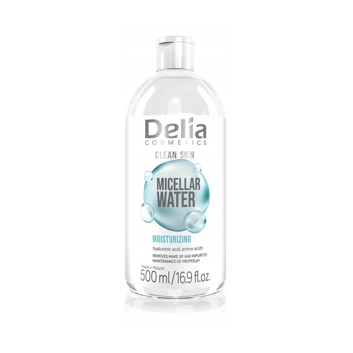 DELIA Clean Skin płyn micelarny nawilżający z Kwasem Hialuronowym 500ml