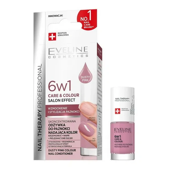 EVELINE Nail Therapy odżywka do paznokci Care&Colour 6w1 Dusty Pink 5ml