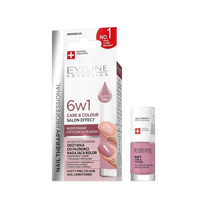 EVELINE Nail Therapy odżywka do paznokci Care&Colour 6w1 Dusty Pink 5ml