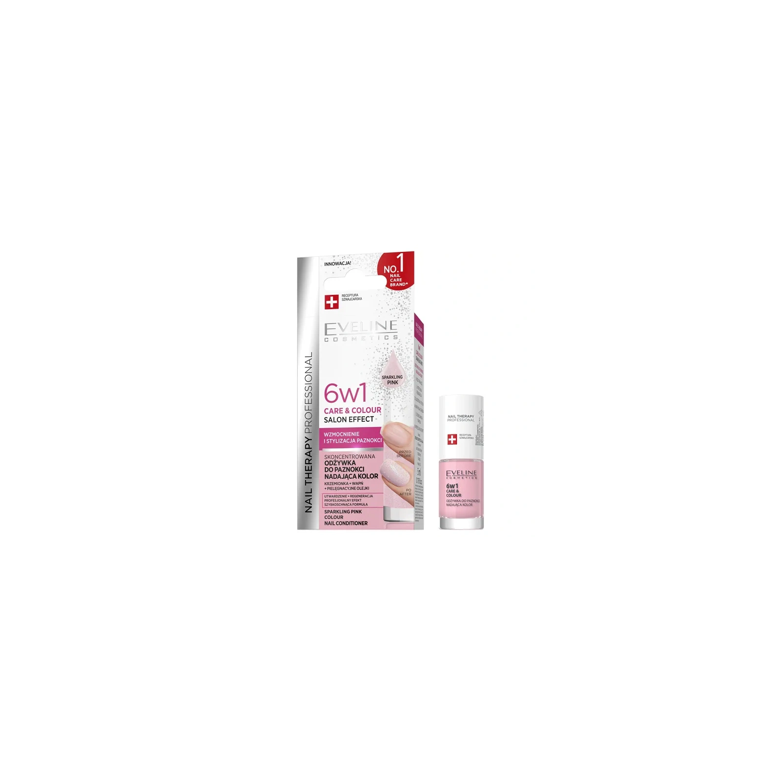 EVELINE Nail Therapy odżywka do paznokci Care&Colour 6w1 Sparkling Pink 5ml