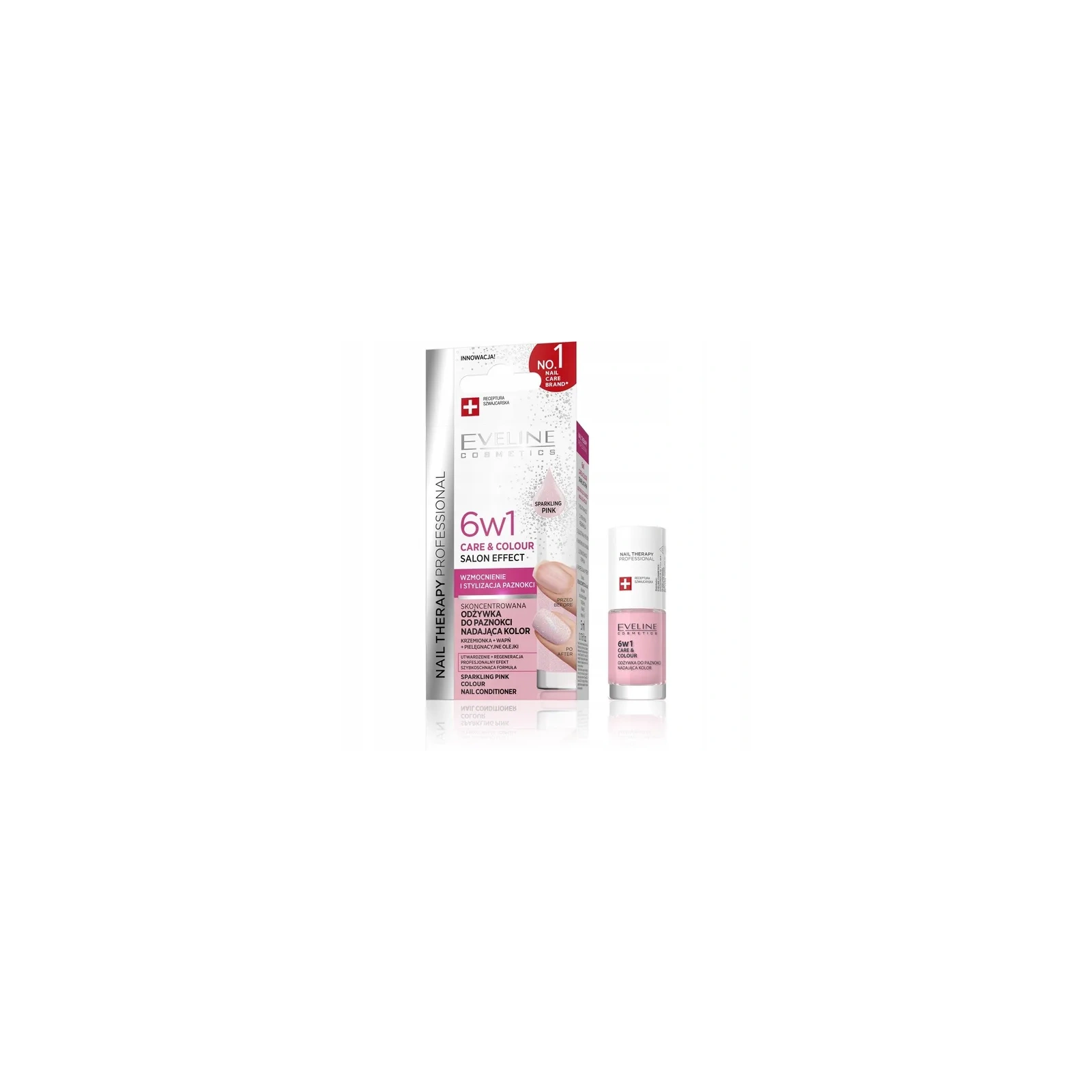EVELINE Nail Therapy odżywka do paznokci Care&Colour 6w1 Sparkling Pink 5ml