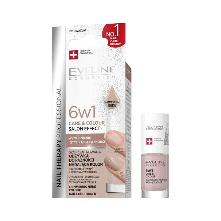 EVELINE Nail Therapy odżywka do paznokci Care&Colour 6w1 Shimmering Nude 5ml