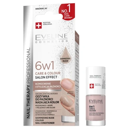 EVELINE Nail Therapy odżywka do paznokci Care&Colour 6w1 Shimmering Nude 5ml